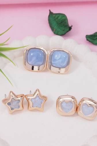 Fashion latest stylish trendy lightweight modern stud earrings combo set for women (e3392sb)