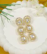 Traditional white stone drop dangle earrings for women 