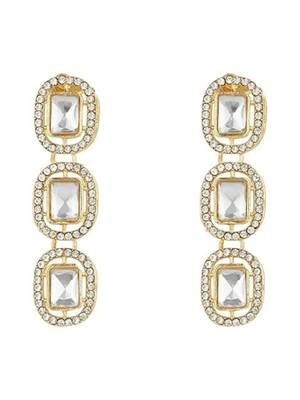 Traditional white stone drop dangle earrings for women  2