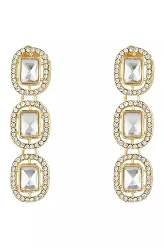 Traditional white stone drop dangle earrings for women 