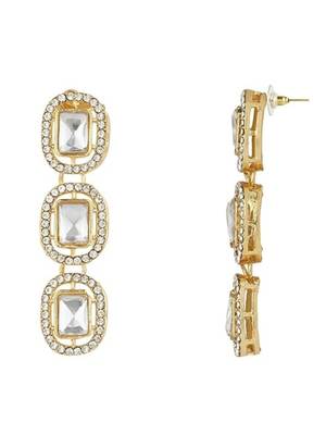 Traditional white stone drop dangle earrings for women  3