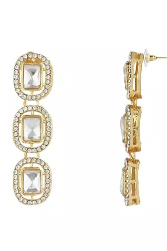 Traditional white stone drop dangle earrings for women 
