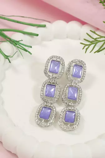 Traditional white stone drop dangle earrings for women 