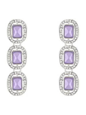 Traditional white stone drop dangle earrings for women  2