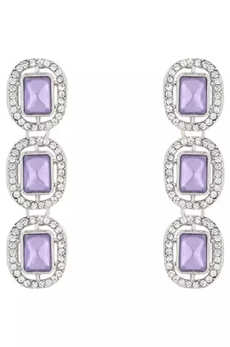 Traditional white stone drop dangle earrings for women 