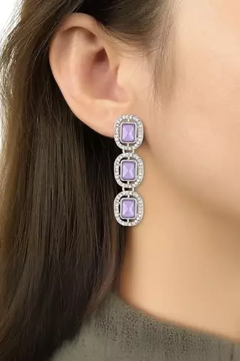 Traditional white stone drop dangle earrings for women 