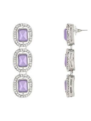 Traditional white stone drop dangle earrings for women  4