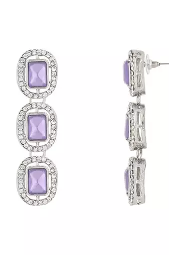 Traditional white stone drop dangle earrings for women 