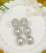 Traditional white stone drop dangle earrings for women 