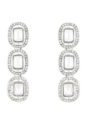 Traditional white stone drop dangle earrings for women  3