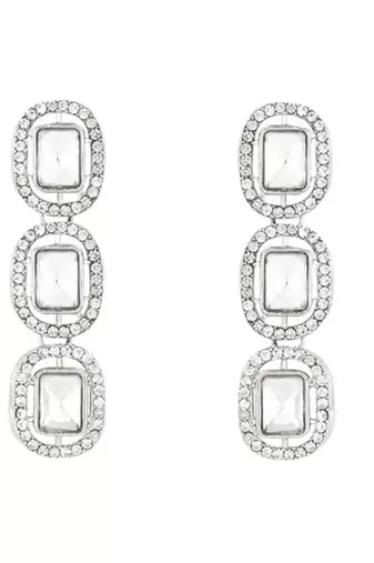 Traditional white stone drop dangle earrings for women 