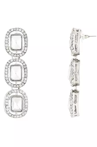 Traditional white stone drop dangle earrings for women 