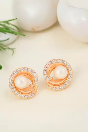 Rose special fashion cubic zirconia american diamoand stud earrings for women (e39rg)