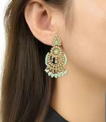 18k  chandbali kundan studded & beaded earrings for women 