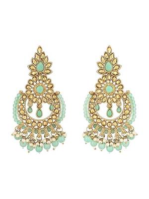18k  chandbali kundan studded & beaded earrings for women  2