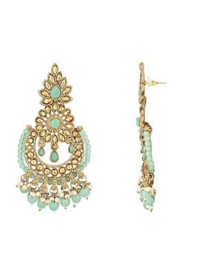 18k  chandbali kundan studded & beaded earrings for women  3