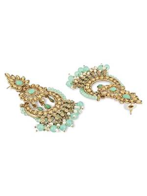18k  chandbali kundan studded & beaded earrings for women  4