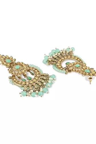 18k  chandbali kundan studded & beaded earrings for women 