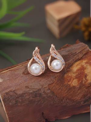 Rose  fashion cubic zirconia american diamoand stud earrings for women  1