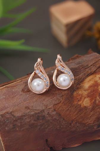Rose  fashion cubic zirconia american diamoand stud earrings for women (e41rg)