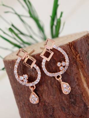 Rose  fashion cubic zirconia diamoand stud earrings for women  1