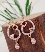 Rose  fashion cubic zirconia diamoand stud earrings for women 