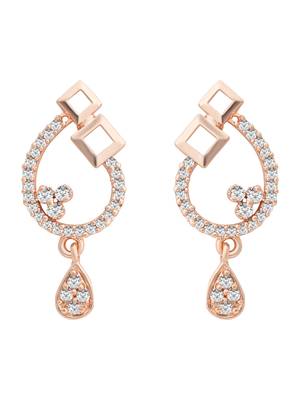Rose  fashion cubic zirconia diamoand stud earrings for women  2