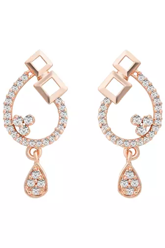 Rose  fashion cubic zirconia diamoand stud earrings for women 