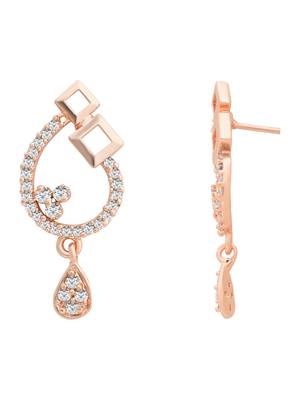 Rose  fashion cubic zirconia diamoand stud earrings for women  3