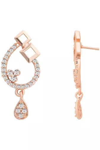 Rose  fashion cubic zirconia diamoand stud earrings for women 