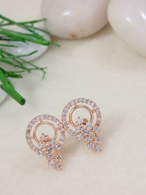 Rose  fashion cubic zirconia american diamoand stud earrings for women  1