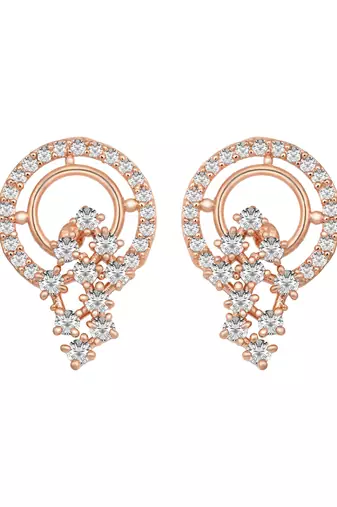Rose  fashion cubic zirconia american diamoand stud earrings for women 