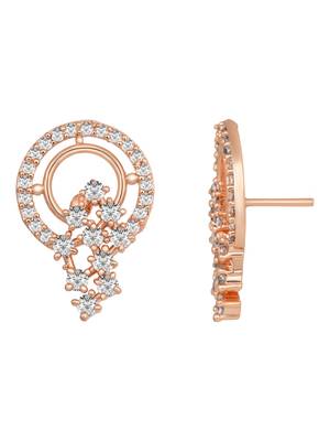 Rose  fashion cubic zirconia american diamoand stud earrings for women  3