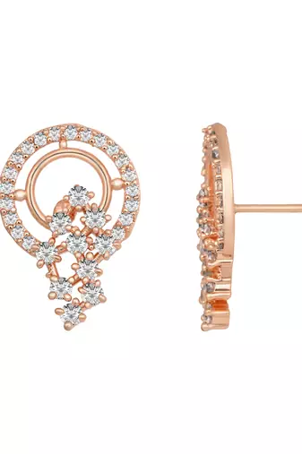 Rose  fashion cubic zirconia american diamoand stud earrings for women 