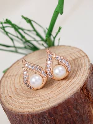 Rose  fashion cubic zirconia diamoand stud earrings for women  1