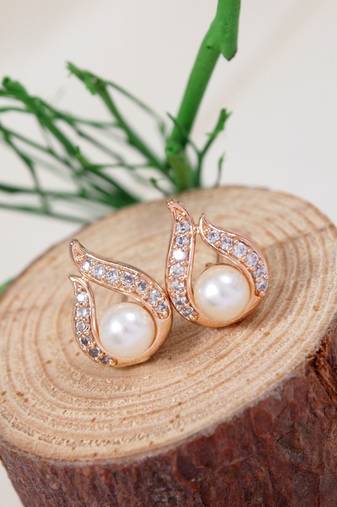 Rose  fashion cubic zirconia diamoand stud earrings for women (e49rg)