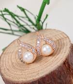 Rose  fashion cubic zirconia diamoand stud earrings for women 