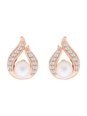 Rose  fashion cubic zirconia diamoand stud earrings for women  2