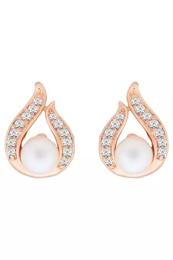 Rose  fashion cubic zirconia diamoand stud earrings for women 