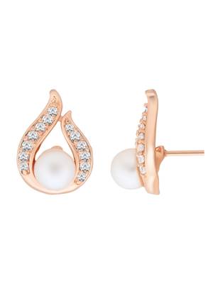 Rose  fashion cubic zirconia diamoand stud earrings for women  3