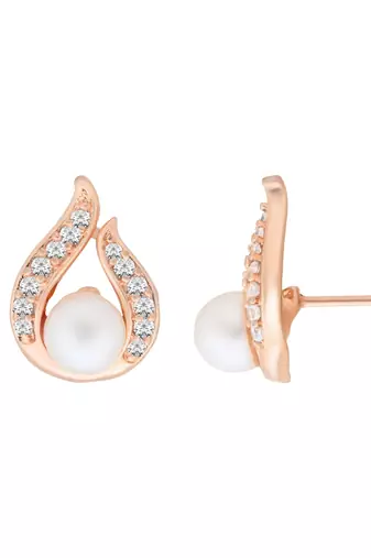 Rose  fashion cubic zirconia diamoand stud earrings for women 
