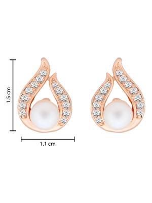 Rose  fashion cubic zirconia diamoand stud earrings for women  4