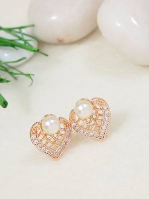 Rose  fashion cubic zirconia diamoand stud earrings for women  1