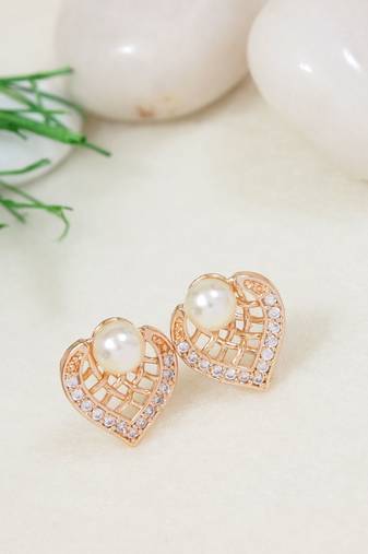 Rose  fashion cubic zirconia diamoand stud earrings for women (e50rg)
