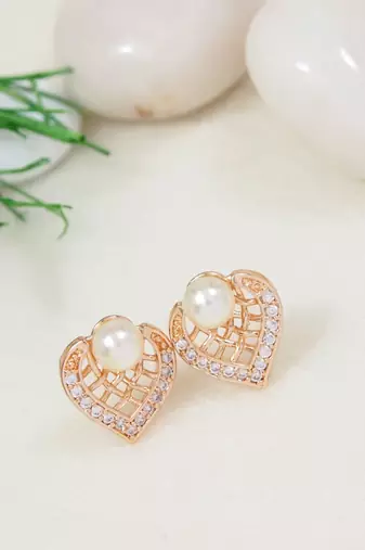 Rose  fashion cubic zirconia diamoand stud earrings for women 