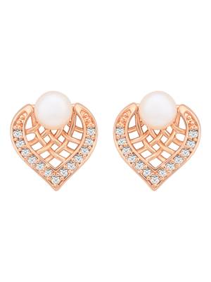 Rose  fashion cubic zirconia diamoand stud earrings for women  2