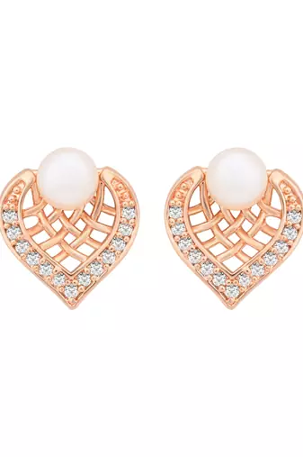 Rose  fashion cubic zirconia diamoand stud earrings for women 
