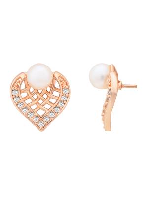Rose  fashion cubic zirconia diamoand stud earrings for women  3