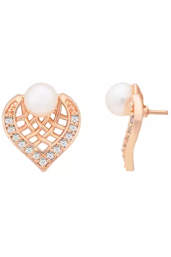 Rose  fashion cubic zirconia diamoand stud earrings for women 