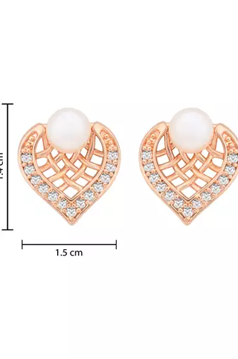 Rose  fashion cubic zirconia diamoand stud earrings for women 